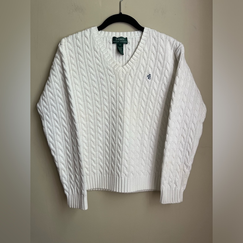vintage 90s ralph lauren cable knit cotton sweater